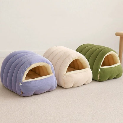 Indoor Cat Bed, Cave Style Cozy Hideaway with Removable Washable Cover & Anti-Slip Base