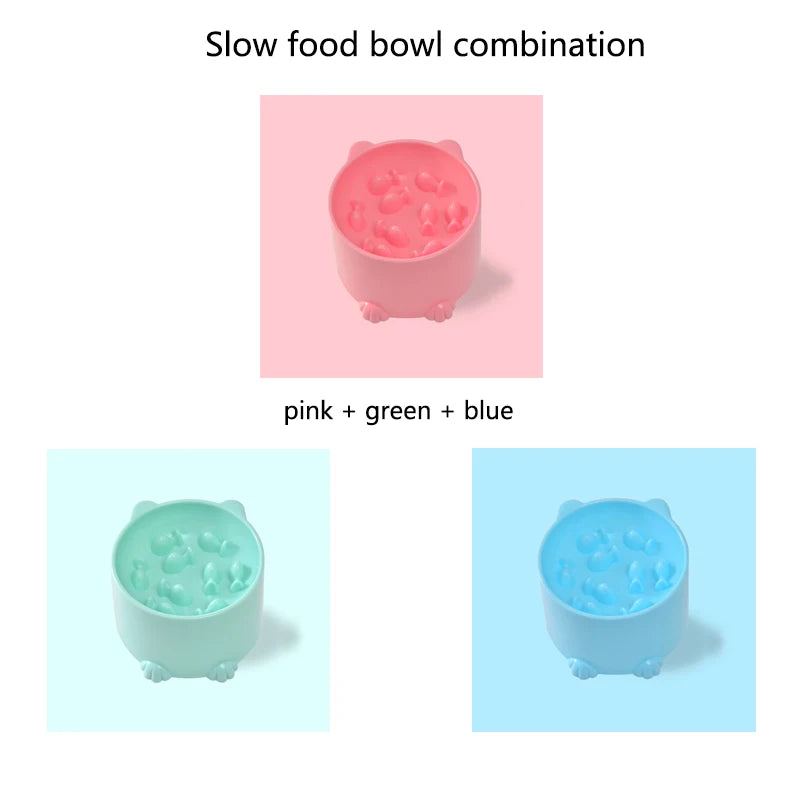 New anti-choking and high-neck protection cat bowl slow-food bowl cat dog feeder anti-overturn cat slow-food bowl pet supplies