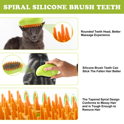 Steamy Dog Brush Electric Spray Cat Hair Brush 3 In1 Dog Steamer Brush for Massage Pet Grooming Removing Tangled and Loose Hair