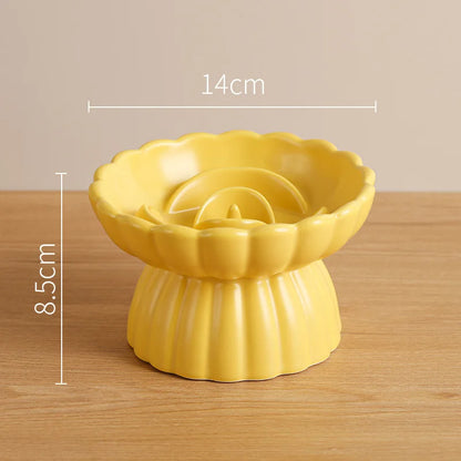 Cat Food Bowl Ceramic Elevated Cats Small Dogs Slow Feed Bowls Anti-choking Pet Eating Feeders Anti-gulping Puppy Supplies