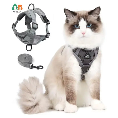 Cat Harness and Leash Set,Upgraded Escape Proof Adjustable Kitten Vest for Cat Outdoor Walking,Reflective Strips for Dark Night
