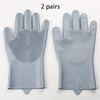 2Pcs Pet Grooming Cleaning Gloves Dog Massage Bathing Cleaning Glove Soft Silicone Hair Removal Glove Hand Skin Protection Glove