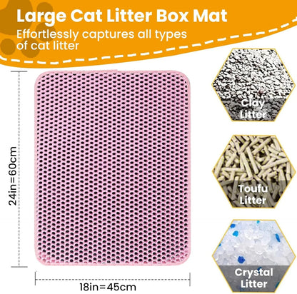 Cat Litter Mat Double Layer Pet Non Slip Big Pet Litter Box Filter MatWear Resistant Waterproof Anti-slip Cat Litter Mat