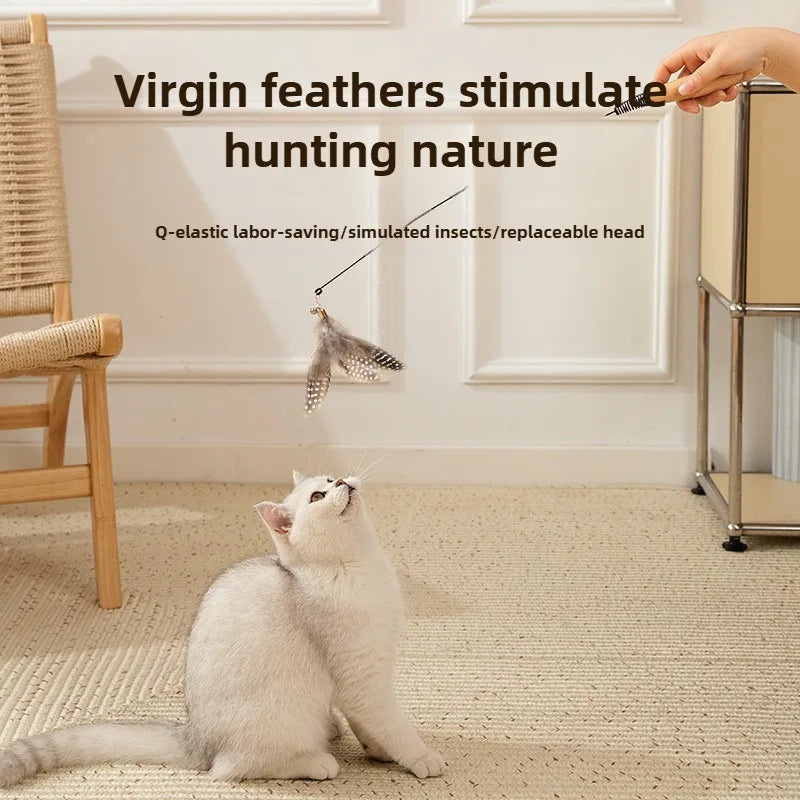 Long Cat Toys 1.8m Scratch Resistant Pet Accessories Telescopic Fishing Rod with Feather for Active Cats Cat accessories