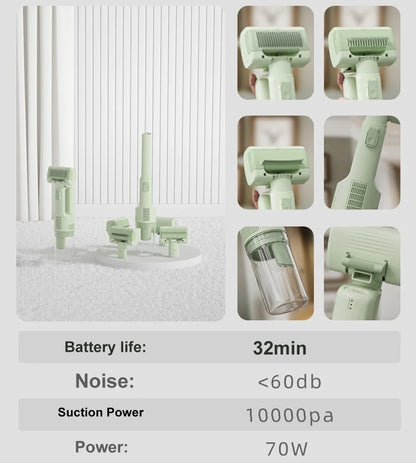 Cat Grooming Vacuum 5Brushes Pet Grooming Kit with 0.3L Hair Dust Cup Dog Vacuum Cleaner for Pets Cats Dogs Hair Vacuum Cleaner