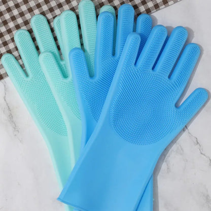 2Pcs Pet Grooming Cleaning Gloves Dog Massage Bathing Cleaning Glove Soft Silicone Hair Removal Glove Hand Skin Protection Glove