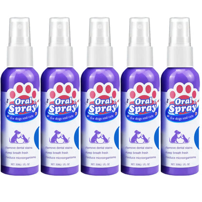 Pet Dental Spray for Dogs and Cats Freshen Breath Remove Plaque Tartar Oral Care Water Additive Easy Use 30ml No Brush Needed