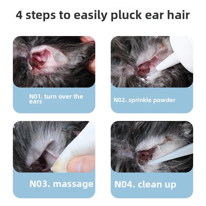 PETCLEAR Cat Dog Ear Powder Painless Ear Hair Removal Powder for Pets Easy to Remove Ear Hair Pets Cleaning Tools 30g
