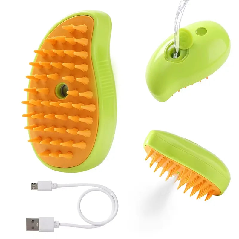 Steamy Dog Brush Electric Spray Cat Hair Brush 3 In1 Dog Steamer Brush for Massage Pet Grooming Removing Tangled and Loose Hair