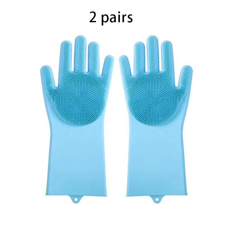 2Pcs Pet Grooming Cleaning Gloves Dog Massage Bathing Cleaning Glove Soft Silicone Hair Removal Glove Hand Skin Protection Glove